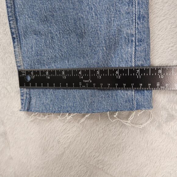 Free Assembly Jeans Womens 12 (33x30) Super High Rise Straight Patchwork Raw Hem - Picture 11 of 12